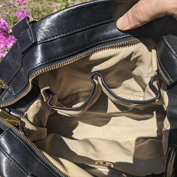 Tory Burch Black Leather Holland Satchel Shoulder Bag w/ Adjustable Strap - Picture 9 of 11